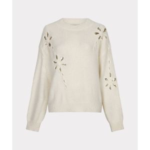 Sweater sequin flowers 121 Vanilla