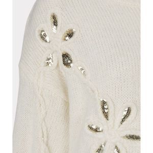 Sweater sequin flowers 121 Vanilla